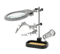 Kemot nar0150 lötständer Dos Soportes de tercera mano con pinzas, soldador y LED de lupa, 0.4 W, 4.5 V, Gris/Plata/Negro