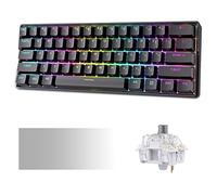 KEMOVE Shadow 60% Teclado Gaming mecánico Bluetooth 5.1 Inalámbrico/Type-C 61 Teclas Teclado de Juegos RGB Hot-Swap Teclas PBT 3000mAh Batería NKRO (Gateron - Interruptor Plata)