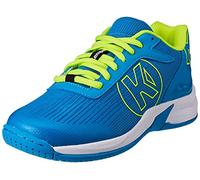 Kempa Attack 2.0 Junior, Zapatilla de Balonmano, Azul/Amarillo Fluor, 28 EU