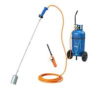 KEMPER - Desherbador térmico + Carro de ruedas para botella de gas + encendedor de gas + regulador de gas quemador de 60 mm, manguera de 5 m, eliminación de malezas