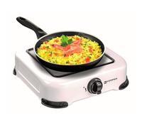KEMPER - Hornillo de gas de camping 1 fuego 1300 W, color blanco pequeña placa de cocción portátil, rejilla extraíble de 4 patas