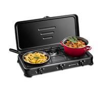 KEMPER - Hornillo de gas portátil con 3 fuegos, 3450 W, color negro