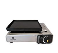 KEMPER - Hornillo y plancha de gas 2 en 1 NOMADE 2200 W, acero hornillo de gas placa plancha 26 x 23 cm