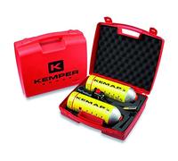 KEMPER - Kit de soplete de gas profesional 2 botellas propano KEMAP PRO 750 ml 2400 °C, encendido piezográfico, uso 360 °, soldadura, fontanería, maletín de transporte