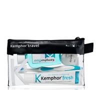 Kemphor Travel Fresh | Precio, Comprar n/a Contenido del Estuche: Fresh Gel Dental Fluorado 25 ml + 1 Cepillo Dental Viaje + Seda Dental 10 m + Enjuague Bucal Fluorado 50 ml