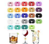 KEMUZ 24Pcs Marcadores de Copas de Silicona, Marcador Botellas para Bebidas, Vino Identificador de Vasos Reutilizables, per Bicchiere da Champagne, Bicchiere da Cocktail