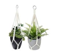KEMUZ 2Pcs cestas colgantes de macramé para interiores con cuerda de algodón, 55 cm decoración bohemia, cesta para plantas interiores, exteriores, techos, balcones, decoración de pared