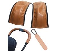 KEMUZ 2pcs cubierta barra cochecito bebé, protectores para manillar de cochecito,asa extraíble con cremallera de piel sintética,Para Mayoría Cochecitos