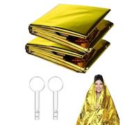 KEMUZ 2Pcs Mantas Térmicas de Emergencia,Manta Térmica Supervivencia Reutilizable para Rescate Protege del Frío,Manta Portátil Emergencia com 2 silbatos para Exteriores Senderismo Supervivencia