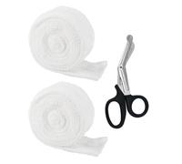 KEMUZ 2Pcs Red Elástica Vendaje, Vendaje Elástico Vendaje Tubular, Venda de Malla Tubular Venda de Malla Tubular Elástica, con 1 Tijeras Médicas,1.5CM×2M