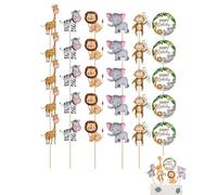 KEMUZ 30Pcs Cupcake Toppers Animales para Pasteles,Decoración Cupcake Animal,Decoración Pastel Jungla,para niños Wild Jungle Animal Temática Birthday Party Supplies celebraciones Baby Shower