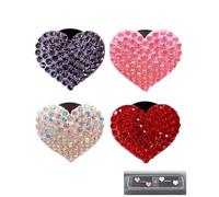 KEMUZ 4 Piezas Clip De Ventilación De Aromaterapia, Forma De Corazón Cristal Para Coche Clip, Ambientador para Coche, Decoración Interior de Coche Para Niñas Mujeres