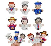 KEMUZ 6 Pcs Marionetas de Mano para Niños - Juguetes de Dedo Suaves con Familia de Animales, Regalo Ideal para Cuentos, Cumpleaños, Bautizo y Fiestas Infantiles (6 Profesiones)
