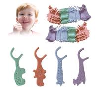 KEMUZ 80 Piezas Hilo Dental Para Niños,Interdentales Con Mango Adecuado Para Niños,Seda Dental Stick Kinde Dental Floss Para Espacios Interdentales Estrechos (Ardilla, Elefante, Hipopótamo, Estrella)