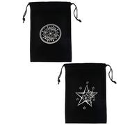 KEMUZ Bolsas de Tarot de Terciopelo Premium - Juego de 2 Bolsas Místicas para Cartas de Tarot, Runas y Dados con Cordón, 18x12 cm - Ideal para Práctica de Tarot, Regalos Esotéricos
