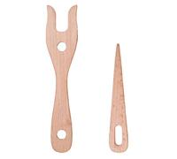 KEMUZ Juego Premium de 2 Tenedores de Tejer para Manualidades y Macramé - Herramientas de Madera de Haya para Principiantes y Expertos en Trenzado Flamenco