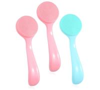 KEMUZ Paquete de 3 cepillos de limpieza facial manual, de silicona suave, para masajear la piel, almohadillas de limpieza profunda para exfoliar residuos de maquillaje (1 azul + 2 rosa)
