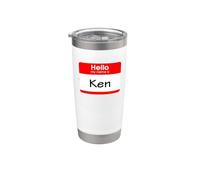 Ken, hola, mi nombre es Name Tag, placa Vaso térmico de acero inoxidable de doble pared