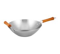 Ken Hom Excellence Wok 32 cm, Acero al Carbono, Wok Induccion | Pátina Antiadherente Natural, Mango de Madera, Compatibile con Utensili in Metallo, Sarten Wok, 10 Años de Garantía
