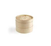 Ken Hom KH506 Vaporera Bambú 20cm, Excellence, Buque de Vapor Cocinar con 2 Niveles y Tapa para Arroz, Dim Sum, Verduras, Pescado y Carne, No Apto Para Lavavajillas