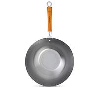 Ken Hom Wok Acero Carbono Tradicional, 32cm, Classic, Sartén Sin Inducción/Con Mango De Madera/Base Plana, No Apto Para Lavavajillas