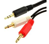 kenable 3,5 mm Estéreo AUX Conector Jack a Gemelo Mono 3,5 mm Conector Jack Clavijas OFC Audio Cable Oro 3 m [3 metros/3m]