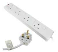 kenable Alargador de Corriente UK 4 Tomas Con Luz Indicadora Blanco 5m
