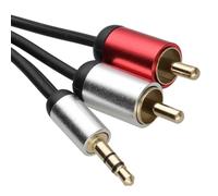 kenable ALUMINIUM Pro 3,5 mm Estéreo Conector Jack a 2 x RCA Gemelo Fono Clavijas Cable Oro 1 m [1 metros/1m]
