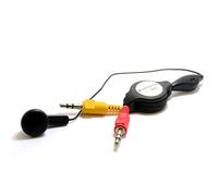 kenable Auricular Mono con Micrófono Cable Retráctil 2X Jack 3.5mm para PC Portátil 1m Negro