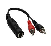 kenable Cable Adaptador Audio Jack Hembra 6.35mm Estéreo a 2 RCA Macho Fono 10cm