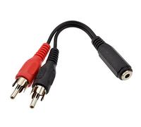 kenable Cable Adaptador de Conector Jack Hembra 3.5mm Estéreo a 2 RCA Phono Macho - Negro 15cm