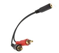 kenable Cable Adaptador Jack Hembra 3.5mm Estéreo a 2 RCA Macho Fono - Conectores Dorados 19cm Negro