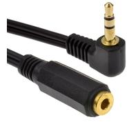 kenable Cable Alargador Jack 3.5mm Acodado Macho a Hembra Estéreo para Auriculares Altavoces 1m Negro
