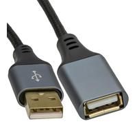 kenable Cable Alargador USB 2.0 Alta Velocidad 24AWG Metal Trenzado Macho A a Hembra A 0,5m Negro