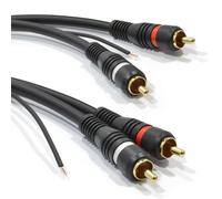 kenable Cable Audio Estéreo RCA Phono Doble Apantallado con Cable de Tierra Cobre Libre de Oxígeno OFC Conectores Chapados en Oro 24K Negro 0,5m