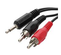 kenable Cable Audio Jack 3.5mm Mono a 2 RCA Fono Macho - Convertidor Señal Mono a Estéreo Dual - 2m Negro