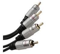 kenable Cable Audio RCA Fono Macho a Macho Estéreo 2RCA Dorado Cobre Puro Hi-Fi AV Conectores Metálicos 1m Negro