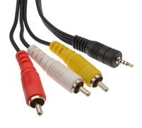 kenable Cable AV de 2,5mm Jack 4 Polos a 3 RCA Fono Compuesto Vídeo Audio Estéreo para Videocámara Cámara DVD 3m Negro