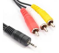 kenable Cable AV de Jack 2.5mm a 3 RCA Fono Vídeo Compuesto y Audio Estéreo para Cámara TV 1.5m Negro