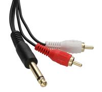kenable Cable de Audio Apantallado Jack Mono 6.35mm a 2x RCA Phono para Mezcladores y Equipos de Sonido 3m Negro