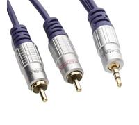 kenable Cable de Audio Estéreo Jack 3.5mm a 2 RCA Fono con Conectores Chapados en Oro OFC Blindado 1.5m Azul Marino
