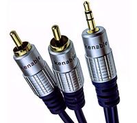 kenable Cable de Audio Estéreo Jack 3.5mm a 2 RCA Fono Macho OFC Apantallado Conectores Chapados en Oro 0.5m Azul Marino
