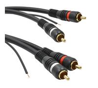 kenable Cable de Audio Fono RCA Doble Blindado Cobre Libre de Oxígeno con Cable de Tierra 2m Negro