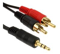 kenable Cable de Audio Jack 3.5mm Estéreo a 2 RCA Fono Macho Conectores Chapados en Oro Negro 0.5m