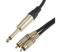 kenable Cable de Audio Jack Mono 6,35mm a 2 RCA Fono Rojo y Blanco Blindado Conductores de Cobre Puro 1,5m Negro