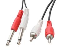 kenable Cable de Audio OFC con Doble Jack Mono 6,35mm a RCA Phono Auxiliar para Mezcladores y Amplificadores 0,5m Negro