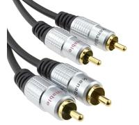 kenable Cable de Audio RCA Fono 2 x Macho a 2 x Macho Chapado en Oro Cobre Puro 0,5m Negro