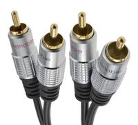 kenable Cable de Audio RCA Fono Estéreo 2 x RCA Macho a 2 x RCA Macho Conectores Chapados en Oro Cobre Puro 3m Negro