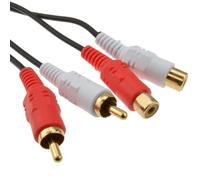 kenable Cable de Extensión de Audio RCA Fono Estéreo Doble, Macho a Hembra, Chapado en Oro, Negro, 0,5m