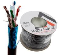 kenable Cable Ethernet Cat6 Exterior F/UTP Bobina 100m Cobre Puro Apantallado con Lámina Resistente UV Negro para Uso Externo Subterráneo